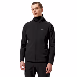 Berghaus Mens Skelbo 4-Way Stretch PFC-free DWR Coated Hooded Jacket - XL, Black/Black