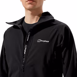 Berghaus Mens Skelbo 4-Way Stretch PFC-free DWR Coated Hooded Jacket - XL, Black/Black