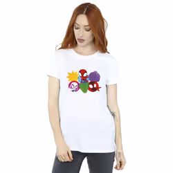 Marvel Womens/Ladies Spidey And His Amazing Friends Faces Cotton Boyfriend T-Shirt - S, White