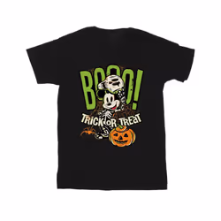 Disney Mens Boo Trick Or Treat Mickey Mouse Cotton T-Shirt - S, Black
