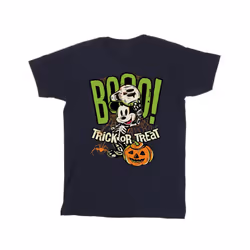 Disney Mens Boo Trick Or Treat Mickey Mouse Cotton T-Shirt - S, Navy Blue