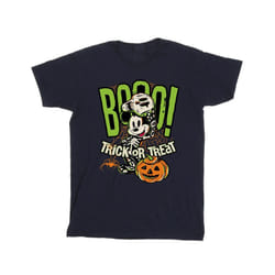 Disney Mens Boo Trick Or Treat Mickey Mouse Cotton T-Shirt - S, Navy Blue
