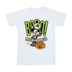 Disney Mens Boo Trick Or Treat Mickey Mouse Cotton T-Shirt - M, White