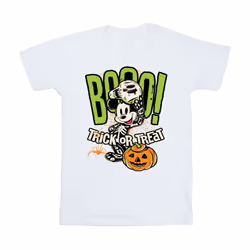 Disney Mens Boo Trick Or Treat Mickey Mouse Cotton T-Shirt - L, White
