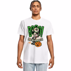 Disney Mens Boo Trick Or Treat Mickey Mouse Cotton T-Shirt - L, White