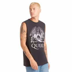 Amplified Mens Line Art Queen Vest Top - XL, Charcoal