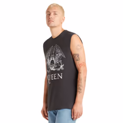 Amplified Mens Line Art Queen Vest Top - XL, Charcoal