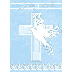 Unique Party Dove Cross Christening Invitations (Pack of 16)