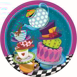 Unique Party Mad Hatters Paper Teapot Party Plates (Pack of 8)