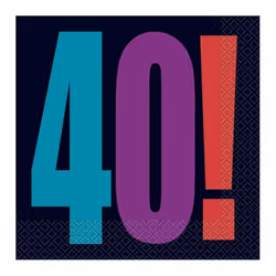 Unique Party Cheer Paper 40th Birthday Disposable Napkins (Pack of 16)