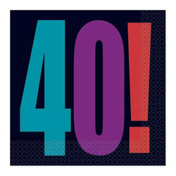 Unique Party Cheer Paper 40th Birthday Disposable Napkins (Pack of 16)