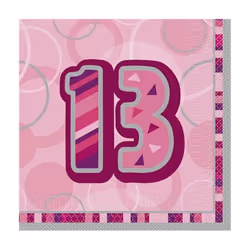 Unique Party Glitz 13th Birthday Disposable Napkins (Pack of 16)
