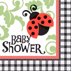 Unique Party Ladybird Baby Shower Disposable Napkins (Pack of 16)