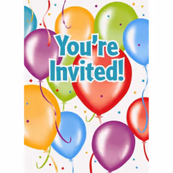 Unique Party Balloons Birthday Invitations (Pack of 8)