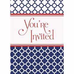 Unique Party Hamptons Quatrefoil Invitations (Pack of 8)