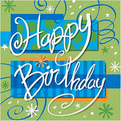 Unique Party Bright Birthday Disposable Napkins (Pack of 16)