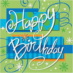 Unique Party Bright Birthday Disposable Napkins (Pack of 16)