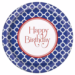 Unique Party Quatrefoil Happy Birthday Party Plates (Pack of 8)
