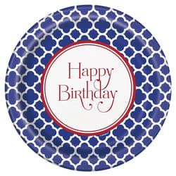 Unique Party Quatrefoil Happy Birthday Party Plates (Pack of 8)