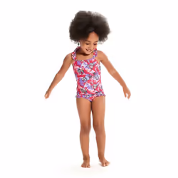 Speedo Baby Girls Learn To Swim Printed Thin Strap Frill One Piece Swimsuit - 2 Years, Pink/Purple