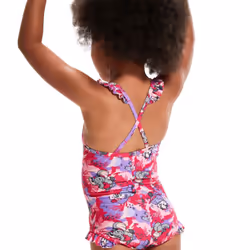 Speedo Baby Girls Learn To Swim Printed Thin Strap Frill One Piece Swimsuit - 2 Years, Pink/Purple