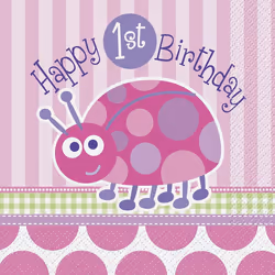 Unique Party Paper Ladybird 1st Birthday Napkins (Pack of 16)