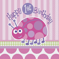 Unique Party Paper Ladybird 1st Birthday Napkins (Pack of 16)