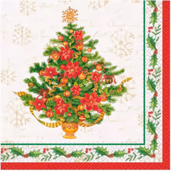 Unique Party Paper Poinsettia Christmas Napkins (Pack of 16)
