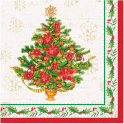 Unique Party Paper Poinsettia Christmas Napkins (Pack of 16)