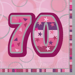 Unique Party Paper Glitz 70th Disposable Napkins (Pack of 16)