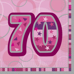 Unique Party Paper Glitz 70th Disposable Napkins (Pack of 16)
