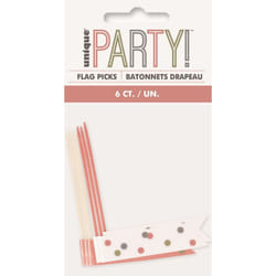 Unique Party Flag Happy Birthday Cupcake Topper (Pack of 6)
