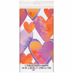 Unique Party Plastic Watercolour Hearts Valentine's Day Party Table Cover