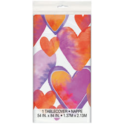 Unique Party Plastic Watercolour Hearts Valentine's Day Party Table Cover