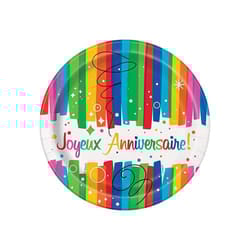 Unique Party Joyeux Anniversaire Rainbow Ribbons Disposable Plates (Pack of 8)