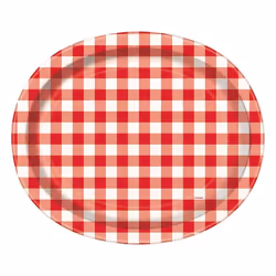 Unique Party Paper Gingham Summer Disposable Plates (Pack of 8)
