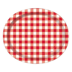 Unique Party Paper Gingham Summer Disposable Plates (Pack of 8)