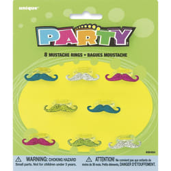 Unique Party Moustache Ring (Pack of 8)