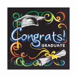 Unique Party Chalk Board Graduation Disposable Napkins (Pack of 16)