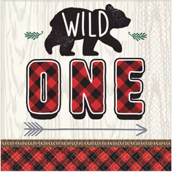 Amscan Wild One Paper Lumberjack Disposable Napkins