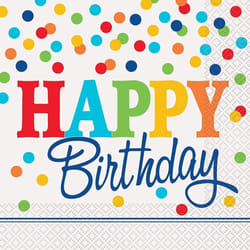 Unique Party Paper Polka Dot Happy Birthday Disposable Napkins (Pack of 16)