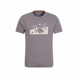 Mountain Warehouse Mens Camping Sketch Organic T-Shirt - XXS, Grey