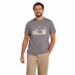 Mountain Warehouse Mens Camping Sketch Organic T-Shirt - XXS, Grey
