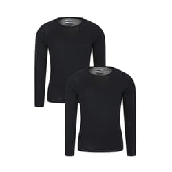 Mountain Warehouse Mens Merino Wool Base Layer Top (Pack of 2) - XXS, Black
