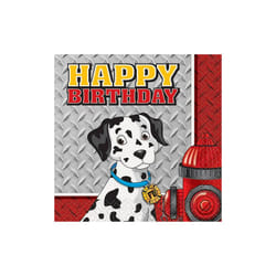 Unique Party Paper Fire Engine Birthday Disposable Napkins (Pack of 16)