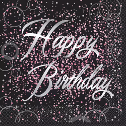 Unique Party Paper Glitz Happy Birthday Disposable Napkins (Pack of 16)