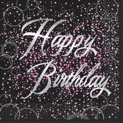 Unique Party Paper Glitz Happy Birthday Disposable Napkins (Pack of 16)