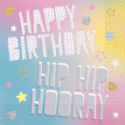 Unique Party Rainbow Birthday Disposable Napkins (Pack of 16)