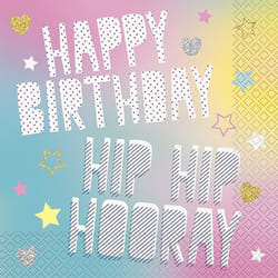 Unique Party Rainbow Birthday Disposable Napkins (Pack of 16)