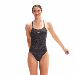 Speedo Womens/Ladies All-Over Print Cross Back One Piece Swimsuit - 10 UK, Black